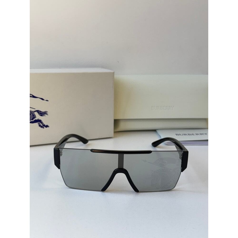 NEW Burberry BE4291 Black Grey Logo Mirror Shield Sunglasses - Picture 2 of 5